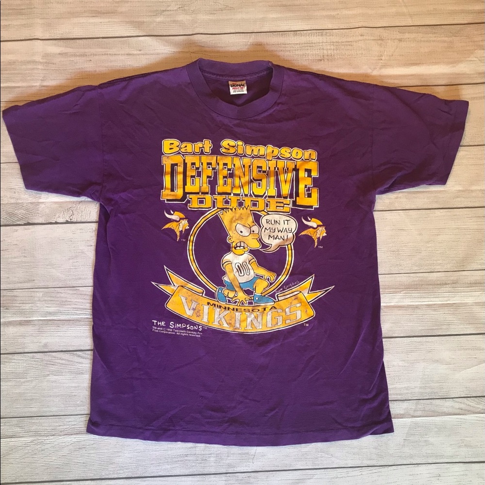 VTG 90s’ Bart Simpson Vikings shirt Size L